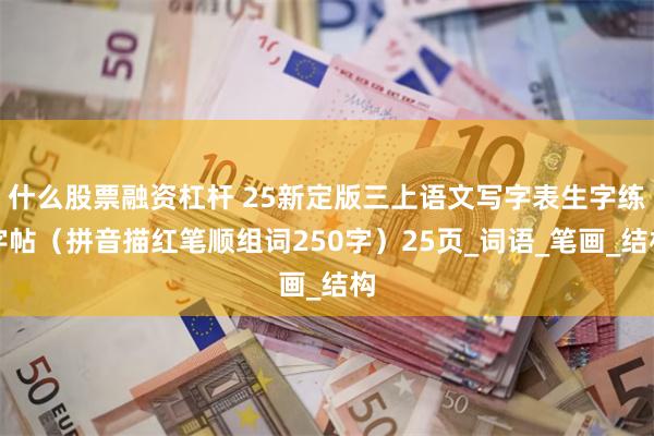 什么股票融资杠杆 25新定版三上语文写字表生字练字帖（拼音描红笔顺组词250字）25页_词语_笔画_结构