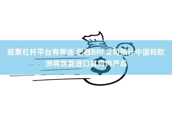 股票杠杆平台有哪些 巴西BRF公司预计中国和欧洲将恢复进口其鸡肉产品